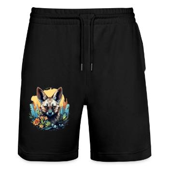 Loups d’Aardwolf - Short de jogging bio TRAINER Stanley/Stella unisexe - noir - Devant - Nik (191cm) & Marisol (170cm)