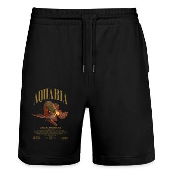 Asiatische Arowana Monster Fish Keeper Streetwear - Stanley/Stella Unisex Bio Joggingshorts Trainer  - Schwarz - Vorne - Nik (191cm) & Marisol (170cm)