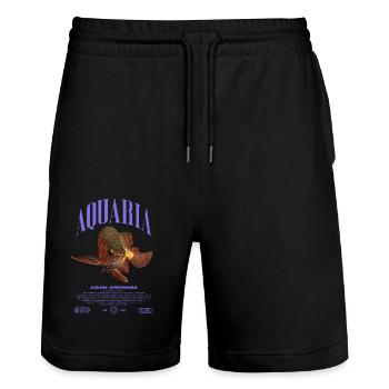 Asiatische Arowana Monster Fish Keeper Streetwear - Stanley/Stella Unisex Bio Joggingshorts Trainer  - Schwarz - Vorne - Nik (191cm) & Marisol (170cm)