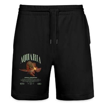 Asiatische Arowana Monster Fish Keeper Streetwear - Stanley/Stella Unisex Bio Joggingshorts Trainer  - Schwarz - Vorne - Nik (191cm) & Marisol (170cm)