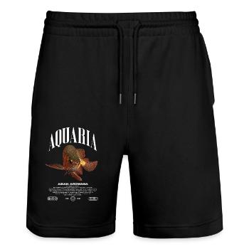 Asiatische Arowana Monster Fish Keeper Streetwear - Stanley/Stella Unisex Bio Joggingshorts Trainer  - Schwarz - Vorne - Nik (191cm) & Marisol (170cm)