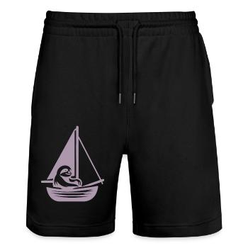 Voile d’été paresseux silhouette cool - Short de jogging bio TRAINER Stanley/Stella unisexe - noir - Devant - Nik (191cm) & Marisol (170cm)