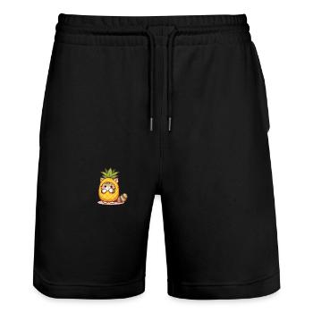 Niedliche Katze im Ananas-Kostüm - Stanley/Stella Unisex Bio Joggingshorts Trainer  - Schwarz - Vorne - Nik (191cm) & Marisol (170cm)