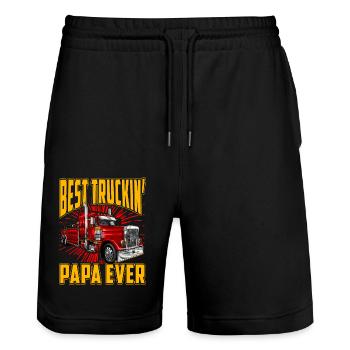 Best truckin Papa ever - Stanley/Stella Trainer Unisex Organic Jogging Shorts - black - Front - Nik (191cm) & Marisol (170cm)