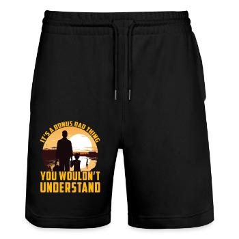 It's a Bonus Dad thing you wouldn't understand - Stanley/Stella Trainer Unisex Organic Jogging Shorts - black - Front - Nik (191cm) & Marisol (170cm)