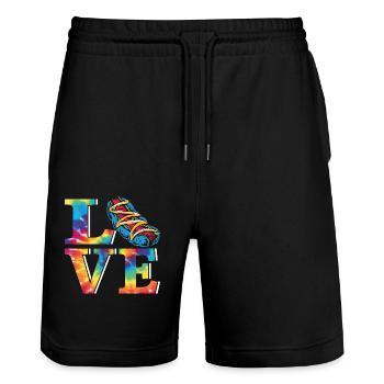 Hot Dog Adulte Tie Dye des années 80 des années 90 - Short de jogging bio TRAINER Stanley/Stella unisexe - noir - Devant - Nik (191cm) & Marisol (170cm)