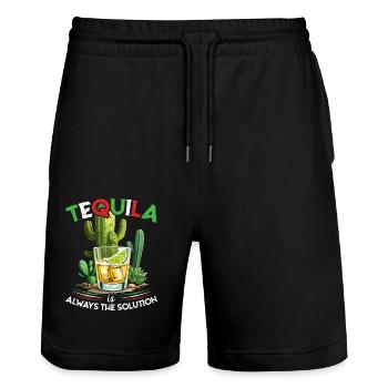 Lustiger Tequila Spruch Cinco De Mayo Design - Stanley/Stella Unisex Bio Joggingshorts Trainer  - Schwarz - Vorne - Nik (191cm) & Marisol (170cm)