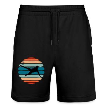 football lovers retro sunset footballer shooter - Short de jogging bio TRAINER Stanley/Stella unisexe - noir - Devant - Nik (191cm) & Marisol (170cm)