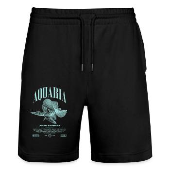 Asian Arowana Monster Fish Keeper Streetwear - Stanley/Stella Trainer Unisex Organic Jogging Shorts - black - Front - Nik (191cm) & Marisol (170cm)