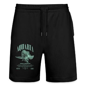 Asiatische Arowana Monster Fish Keeper Streetwear - Stanley/Stella Unisex Bio Joggingshorts Trainer  - Schwarz - Vorne - Nik (191cm) & Marisol (170cm)