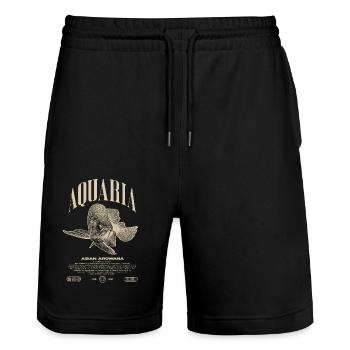 Asiatische Arowana Monster Fish Keeper Streetwear - Stanley/Stella Unisex Bio Joggingshorts Trainer  - Schwarz - Vorne - Nik (191cm) & Marisol (170cm)