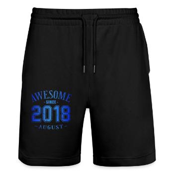 August 2018 - Geburtstag im August Awesome - Stanley/Stella Unisex Bio Joggingshorts Trainer  - Schwarz - Vorne - Nik (191cm) & Marisol (170cm)