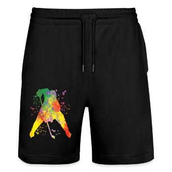 Eishockeyspieler Jungen Eishockey - Stanley/Stella Unisex Bio Joggingshorts Trainer  - Schwarz - Vorne - Nik (191cm) & Marisol (170cm)