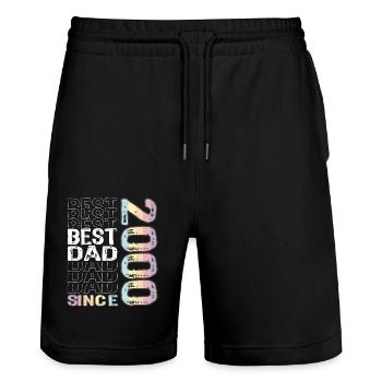 Bester Papa der Welt seit 2000 Vatertag - Stanley/Stella Unisex Bio Joggingshorts Trainer  - Schwarz - Vorne - Nik (191cm) & Marisol (170cm)