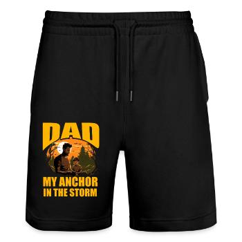 Papa, mein Anker im Sturm - Stanley/Stella Unisex Bio Joggingshorts Trainer  - Schwarz - Vorne - Nik (191cm) & Marisol (170cm)