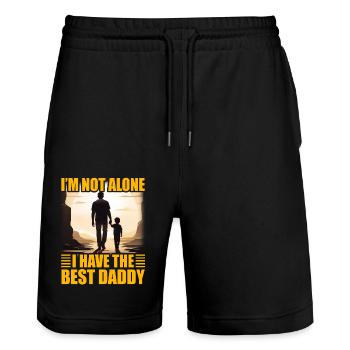 Ich bin nicht allein, ich habe den besten Daddy - Stanley/Stella Unisex Bio Joggingshorts Trainer  - Schwarz - Vorne - Nik (191cm) & Marisol (170cm)