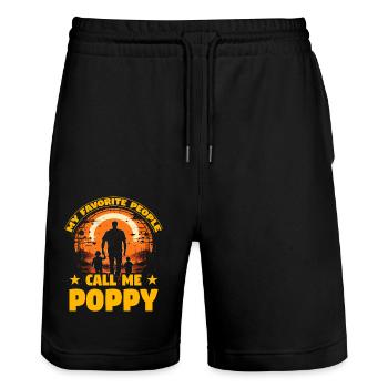 Meine Lieblingsleute nennen mich Poppy - Stanley/Stella Unisex Bio Joggingshorts Trainer  - Schwarz - Vorne - Nik (191cm) & Marisol (170cm)