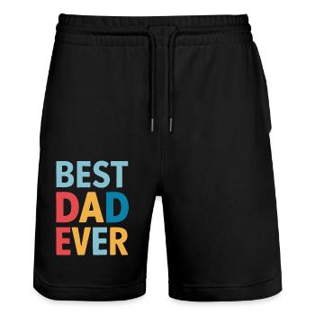 Bester Papa Aller Zeiten Farbenfroh - Stanley/Stella Unisex Bio Joggingshorts Trainer  - Schwarz - Vorne - Nik (191cm) & Marisol (170cm)