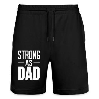 Stark Wie Papa Motiv für Alltagsmode - Stanley/Stella Unisex Bio Joggingshorts Trainer  - Schwarz - Vorne - Nik (191cm) & Marisol (170cm)