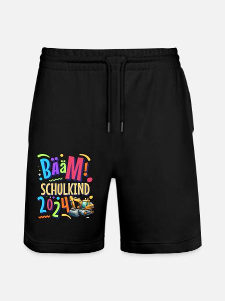 Bääm Schulkind 2024 Bagger - Stanley/Stella Unisex Bio Joggingshorts Trainer - Schwarz