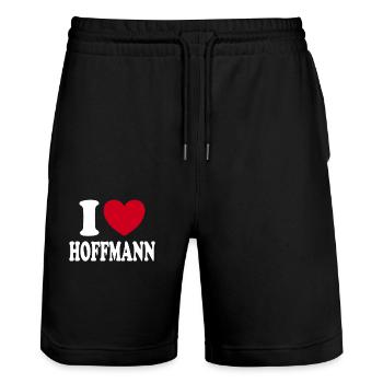 Ich Liebe Hoffmann Familie Geschenk - Stanley/Stella Unisex Bio Joggingshorts Trainer  - Schwarz - Vorne - Nik (191cm) & Marisol (170cm)