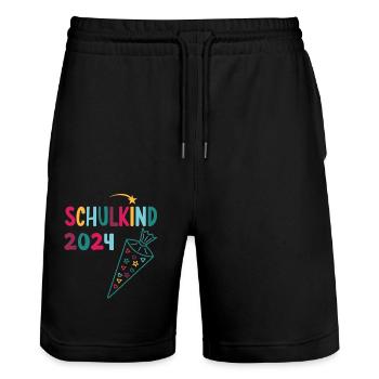 Début de l’inscription scolaire enfant scolaire 2024 - Short de jogging bio TRAINER Stanley/Stella unisexe - noir - Devant - Nik (191cm) & Marisol (170cm)