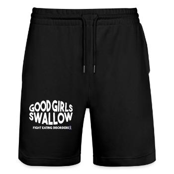 Gute Mädchen Schlucken Essstörung Bewusstsein Humor - Stanley/Stella Unisex Bio Joggingshorts Trainer  - Schwarz - Vorne - Nik (191cm) & Marisol (170cm)