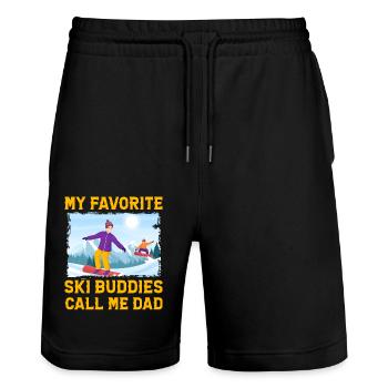 Meine Lieblings-Skifreunde nennen mich Papa - Stanley/Stella Unisex Bio Joggingshorts Trainer  - Schwarz - Vorne - Nik (191cm) & Marisol (170cm)