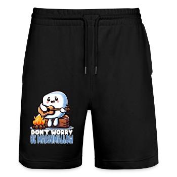 Carefree as a marshmallow with guitar - Stanley/Stella Trainer Unisex Organic Jogging Shorts - black - Front - Nik (191cm) & Marisol (170cm)