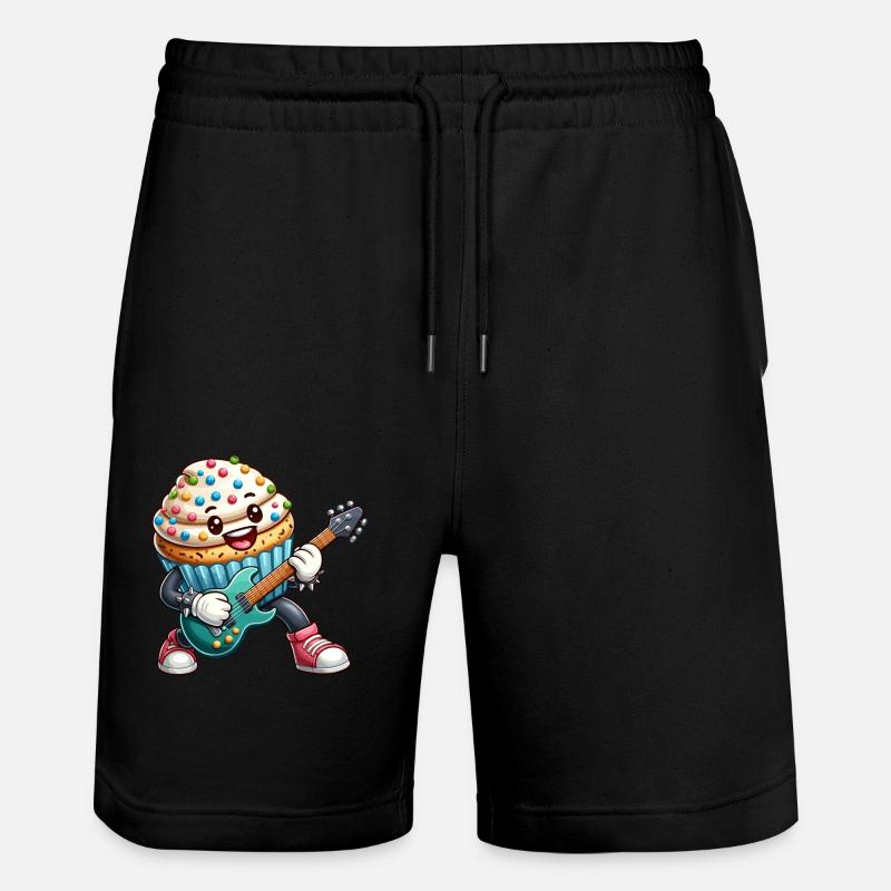 Cute Cupcake Rocker Drawing - Stanley/Stella Trainer Unisex Organic Jogging Shorts - black