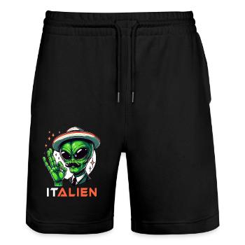 Italy Souvenir Italian Funny Gift - Stanley/Stella Trainer Unisex Organic Jogging Shorts - black - Front - Nik (191cm) & Marisol (170cm)