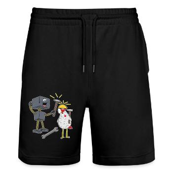 Artisan Robotter Chicken Tool Machine Technology - Stanley/Stella Trainer Unisex Organic Jogging Shorts - black - Front - Nik (191cm) & Marisol (170cm)