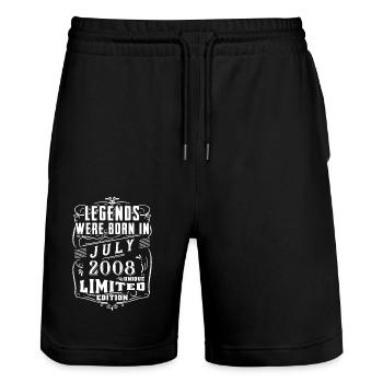 Geburtstag Juli 2008 Jahr Limited Edition - Stanley/Stella Unisex Bio Joggingshorts Trainer  - Schwarz - Vorne - Nik (191cm) & Marisol (170cm)