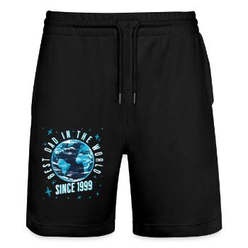 Meilleur papa du monde depuis 1999 Fête des pères - Short de jogging bio TRAINER Stanley/Stella unisexe - noir - Devant - Nik (191cm) & Marisol (170cm)