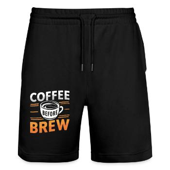 Barista Coffee Before Latte Artist Coffee Lover - Stanley/Stella Unisex Bio Joggingshorts Trainer  - Schwarz - Vorne - Nik (191cm) & Marisol (170cm)