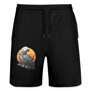 Graupapageien Graupapagei - Stanley/Stella Unisex Bio Joggingshorts Trainer  - Schwarz - Vorne - Nik (191cm) & Marisol (170cm)