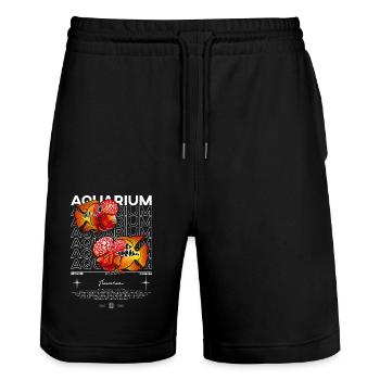 Flowerhorn Cichlid Monster Fish Keeper Streetwear - Stanley/Stella Trainer Unisex Organic Jogging Shorts - black - Front - Nik (191cm) & Marisol (170cm)