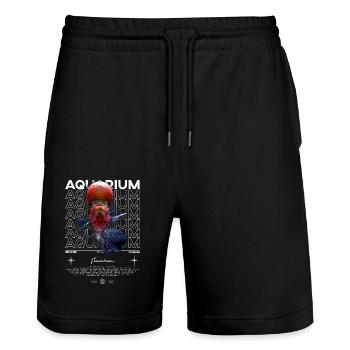 Flowerhorn Cichlid Monster Fish Keeper Streetwear - Stanley/Stella Trainer Unisex Organic Jogging Shorts - black - Front - Nik (191cm) & Marisol (170cm)