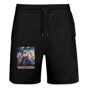 Unicorn Metal - Stanley/Stella Trainer Unisex Organic Jogging Shorts - black - Front - Nik (191cm) & Marisol (170cm)