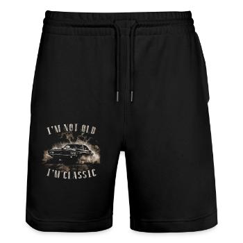 I'm not Old, I'm Classic - Stanley/Stella Trainer Unisex Organic Jogging Shorts - black - Front - Nik (191cm) & Marisol (170cm)