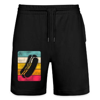 Hot Dog Adulte Rétro Vintage - Short de jogging bio TRAINER Stanley/Stella unisexe - noir - Devant - Nik (191cm) & Marisol (170cm)