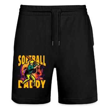 Softball-Papa - Stanley/Stella Unisex Bio Joggingshorts Trainer  - Schwarz - Vorne - Nik (191cm) & Marisol (170cm)