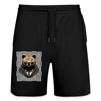Bears Father Funny Father Perfect Style - Stanley/Stella Trainer Unisex Organic Jogging Shorts - black - Front - Nik (191cm) & Marisol (170cm)