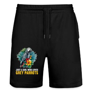 Graupapageien Graupapagei - Stanley/Stella Unisex Bio Joggingshorts Trainer  - Schwarz - Vorne - Nik (191cm) & Marisol (170cm)