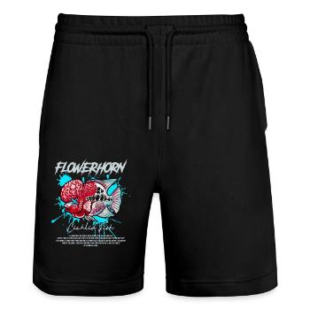 Flowerhorn Cichlid Monster Fish Keeper Streetwear - Stanley/Stella Trainer Unisex Organic Jogging Shorts - black - Front - Nik (191cm) & Marisol (170cm)