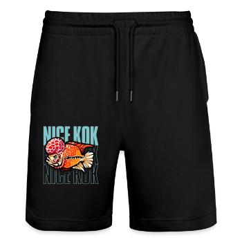 Schöner Kok Lustiger Blumenhorn-Buntbarsch Fischhalter - Stanley/Stella Unisex Bio Joggingshorts Trainer  - Schwarz - Vorne - Nik (191cm) & Marisol (170cm)