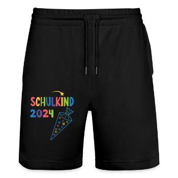 Début de l’inscription scolaire enfant scolaire 2024 - Short de jogging bio TRAINER Stanley/Stella unisexe - noir - Devant - Nik (191cm) & Marisol (170cm)