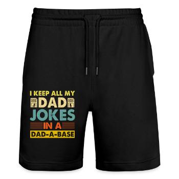 Je garde toutes les blagues de mon père dans un Dad-a-Base - Short de jogging bio TRAINER Stanley/Stella unisexe - noir - Devant - Nik (191cm) & Marisol (170cm)