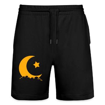 Muslim Islam Moslem Muslima Eid Mubarak - Stanley/Stella Trainer Unisex Organic Jogging Shorts - black - Front - Nik (191cm) & Marisol (170cm)