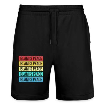 Muslim Islam is Peace - Stanley/Stella Trainer Unisex Organic Jogging Shorts - black - Front - Nik (191cm) & Marisol (170cm)